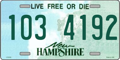 NH license plate 1034192