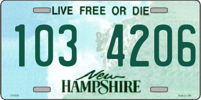 NH license plate 1034206