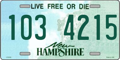 NH license plate 1034215