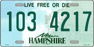 NH license plate 1034217