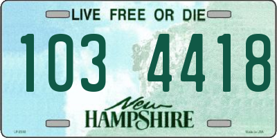 NH license plate 1034418