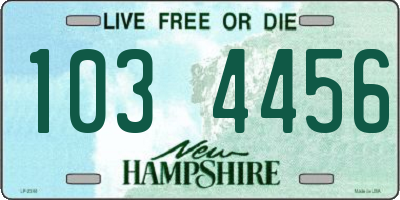 NH license plate 1034456