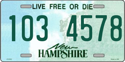 NH license plate 1034578