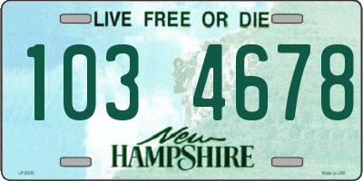 NH license plate 1034678