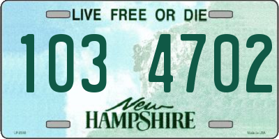 NH license plate 1034702