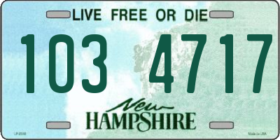 NH license plate 1034717