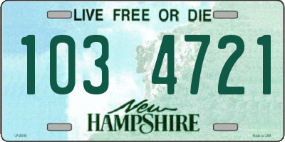 NH license plate 1034721