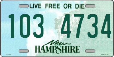 NH license plate 1034734