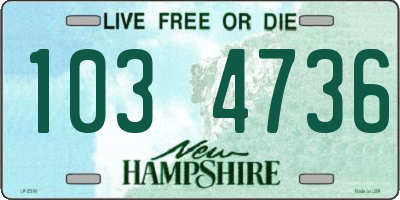 NH license plate 1034736