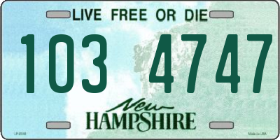 NH license plate 1034747