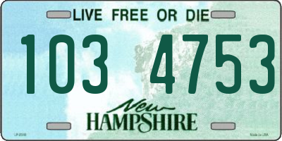 NH license plate 1034753