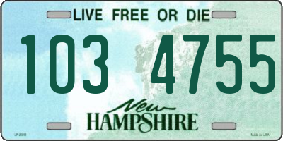 NH license plate 1034755