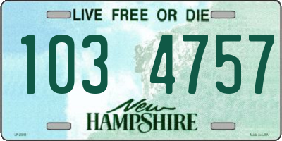 NH license plate 1034757