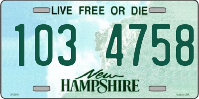 NH license plate 1034758