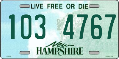 NH license plate 1034767