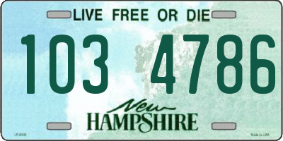 NH license plate 1034786