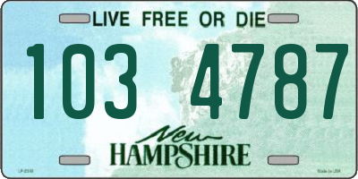 NH license plate 1034787