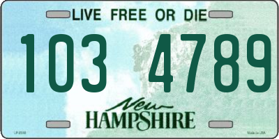 NH license plate 1034789