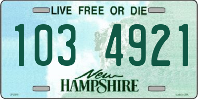 NH license plate 1034921
