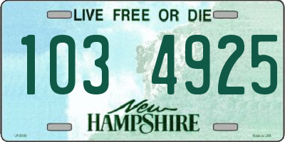 NH license plate 1034925