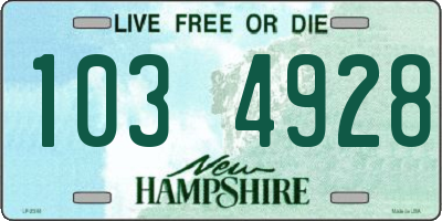 NH license plate 1034928