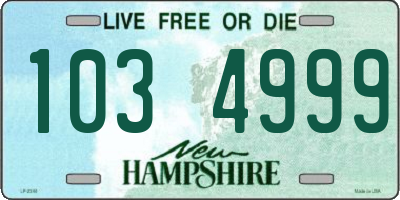 NH license plate 1034999