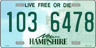 NH license plate 1036478