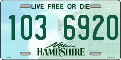 NH license plate 1036920