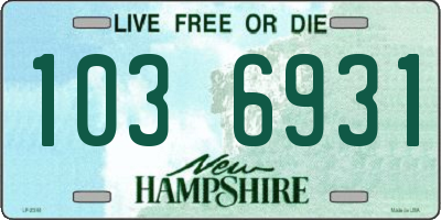 NH license plate 1036931