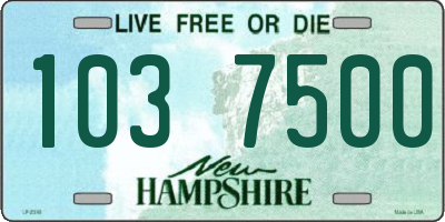 NH license plate 1037500