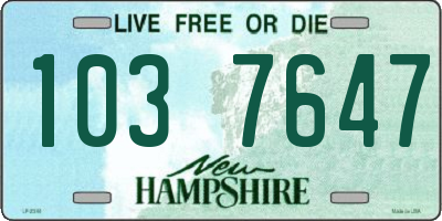 NH license plate 1037647