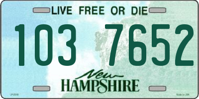 NH license plate 1037652
