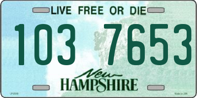 NH license plate 1037653
