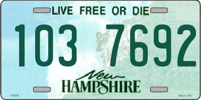 NH license plate 1037692