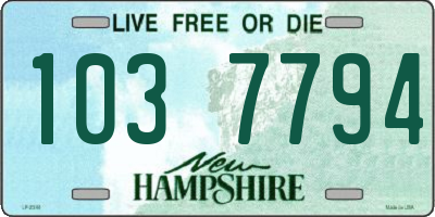 NH license plate 1037794