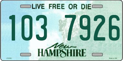 NH license plate 1037926