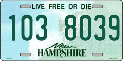 NH license plate 1038039