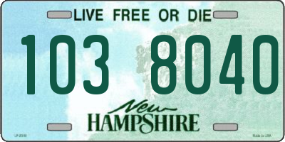 NH license plate 1038040