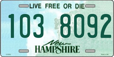 NH license plate 1038092