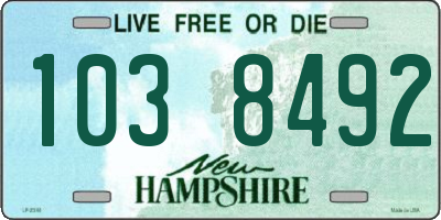 NH license plate 1038492