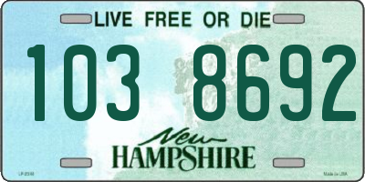 NH license plate 1038692