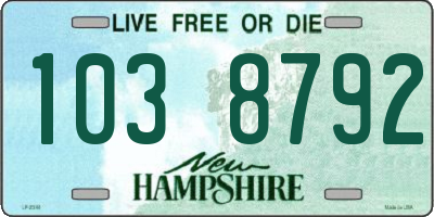 NH license plate 1038792