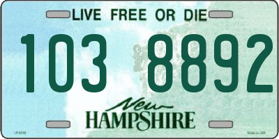 NH license plate 1038892