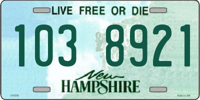 NH license plate 1038921