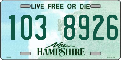 NH license plate 1038926