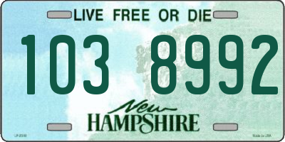 NH license plate 1038992