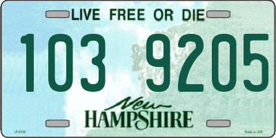 NH license plate 1039205