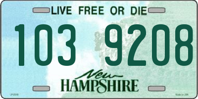 NH license plate 1039208