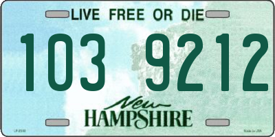 NH license plate 1039212