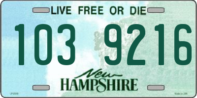 NH license plate 1039216